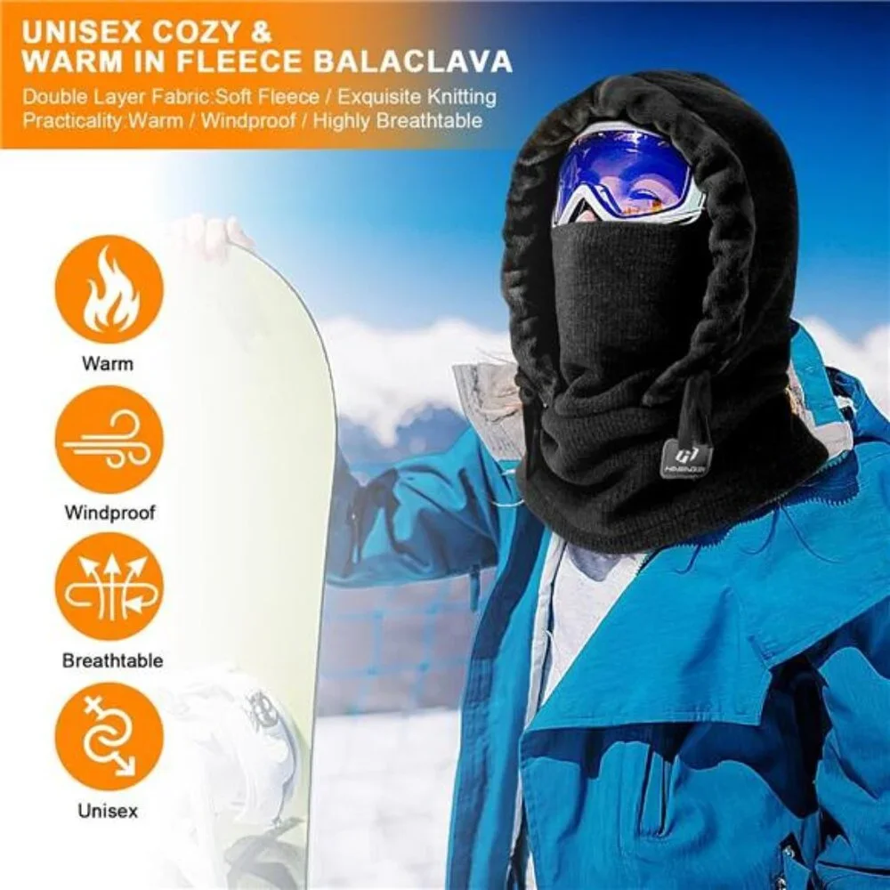 Unisex Ski Mask Balaclava Face Mask Winter, Black